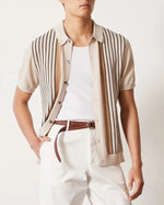 Contrast Vertical Stripe Knit Polo