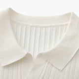 Open-Neck Ribbed Knit Polo