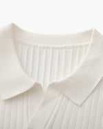 Open-Neck Ribbed Knit Polo