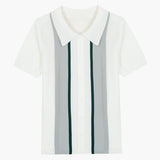Contrast Vertical Stripe Knit Polo