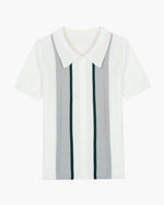 Contrast Vertical Stripe Knit Polo