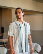 Contrast Vertical Stripe Knit Polo
