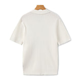 Open-Neck Ribbed Knit Polo