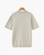 Open-Neck Ribbed Knit Polo