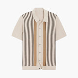 Contrast Vertical Stripe Knit Polo