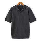 Open-Neck Ribbed Knit Polo