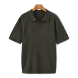 Open-Neck Ribbed Knit Polo