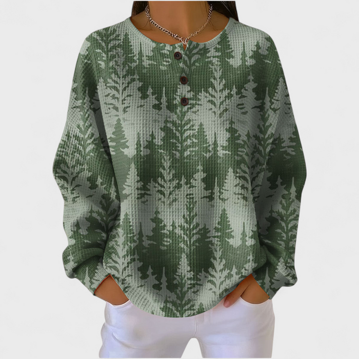 Pull Gaufré Forêt de Sapins Vert