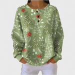 Pull Gaufré Vert Sapins Enneigés