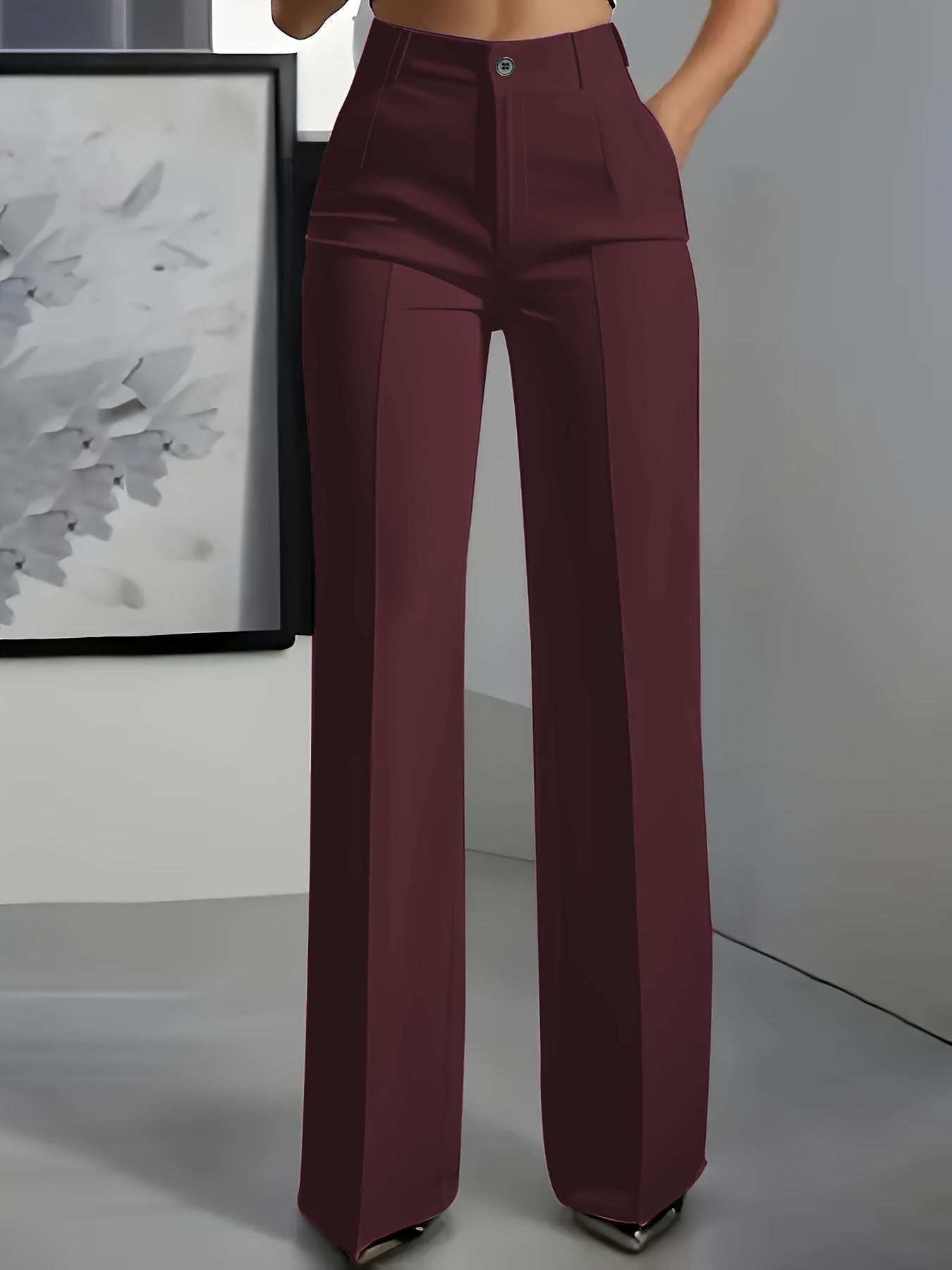 Donna | Pantalon large taille haute pour femme Rouge, photo studio