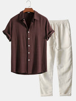 Men's Shirt & Trousers | Short Sleeve Shirt & Drawstring Linen Trousers