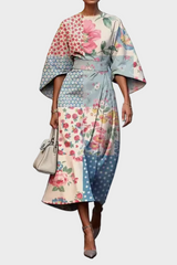 Lydie | Robe midi ceinturée à manches évasées