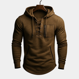 LACE-UP KNIT HOODIE FOR MEN