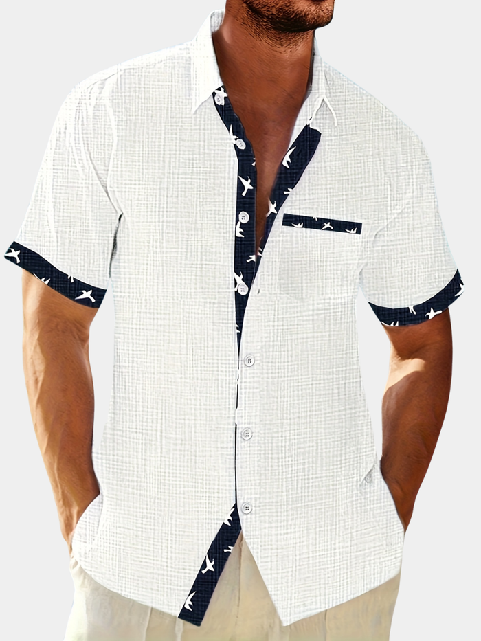 LINEN BLEND LAPEL SHIRT FOR MEN