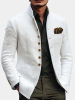 TEXTURED STAND COLLAR JACKET FOR MEN