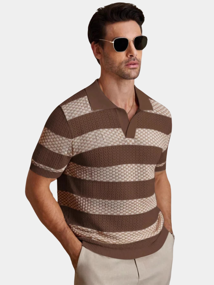 TEXTURED KNIT POLO FOR MEN