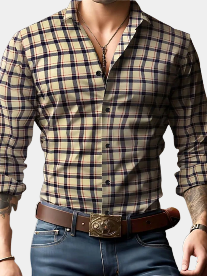 Chemise à carreaux à manches longues pour homme