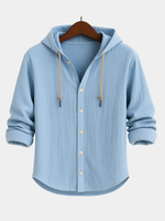 COTTON LINEN HOODIE SHIRT FOR MEN