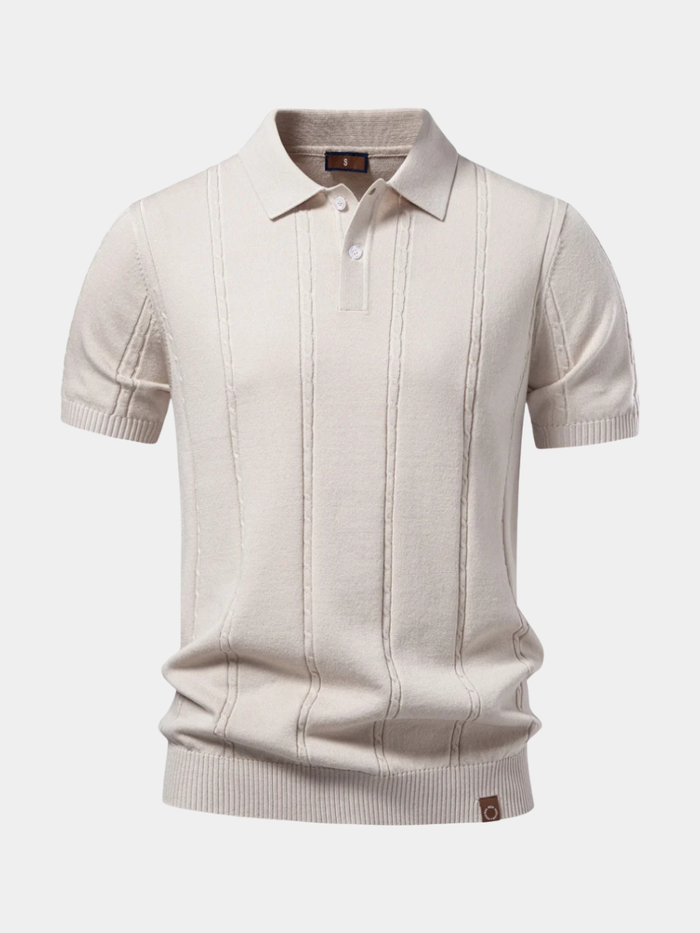 RIBBED KNIT POLO FOR MEN
