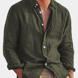 LAPEL BUTTON COTTON SHIRT FOR MEN
