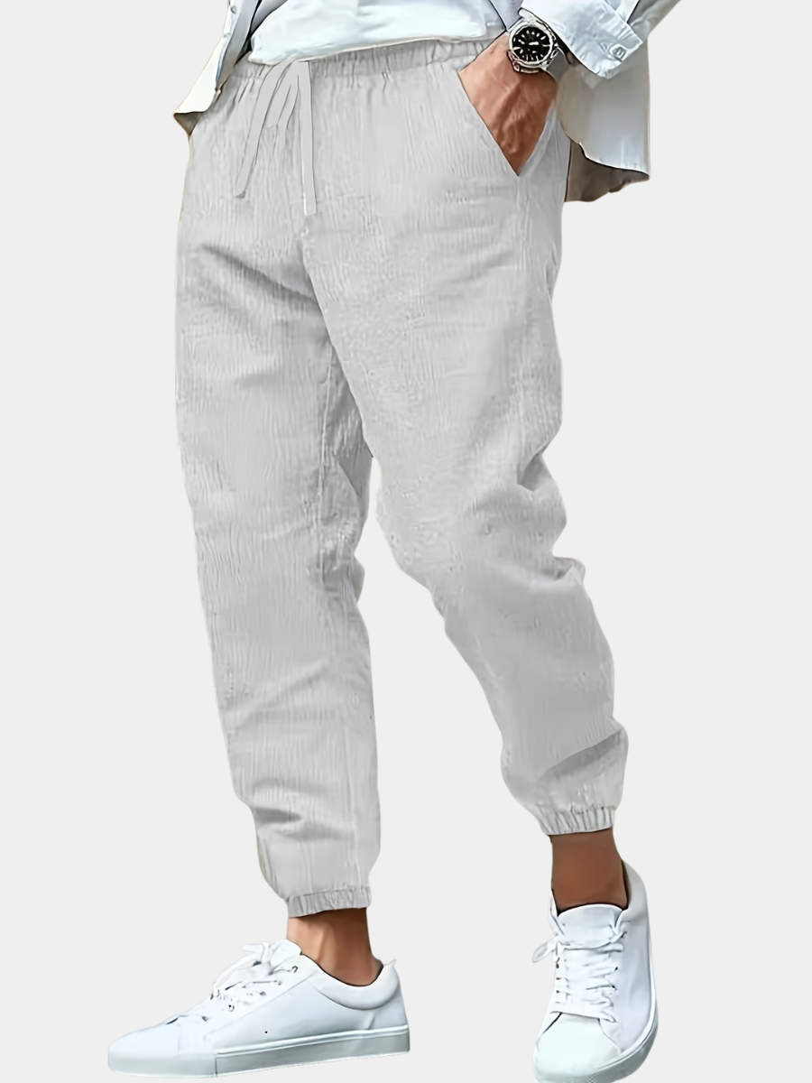 DRAWSTRING LINEN TROUSERS FOR MEN
