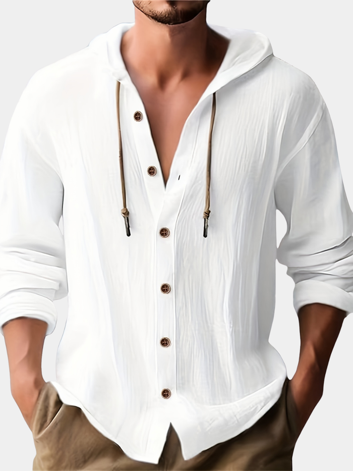 HOODED LINEN SHIRT FOR MEN