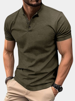TEXTURED BUTTON PLACKET POLO SHIRT FOR MEN