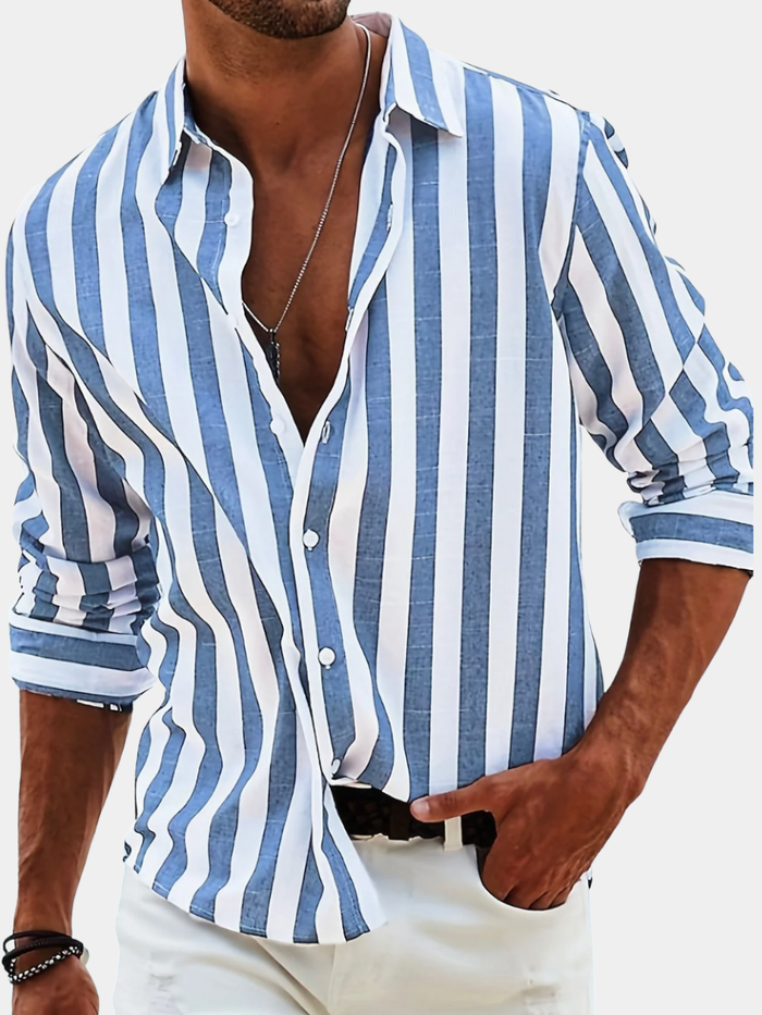 Chemise boutonnée à rayures pour homme