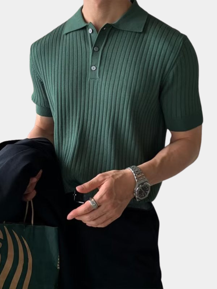 TEXTURED COTTON POLO FOR MEN