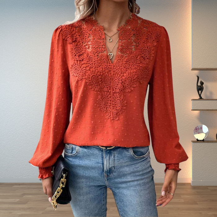 Thérèse | Blouse à empiècement ajouré et manches ballon