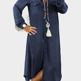 Robe Longue en Jean Tissé Boutonnée