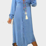 Robe Longue en Jean Tissé Boutonnée