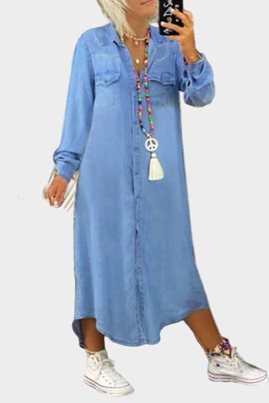 Robe Longue en Jean Tissé Boutonnée