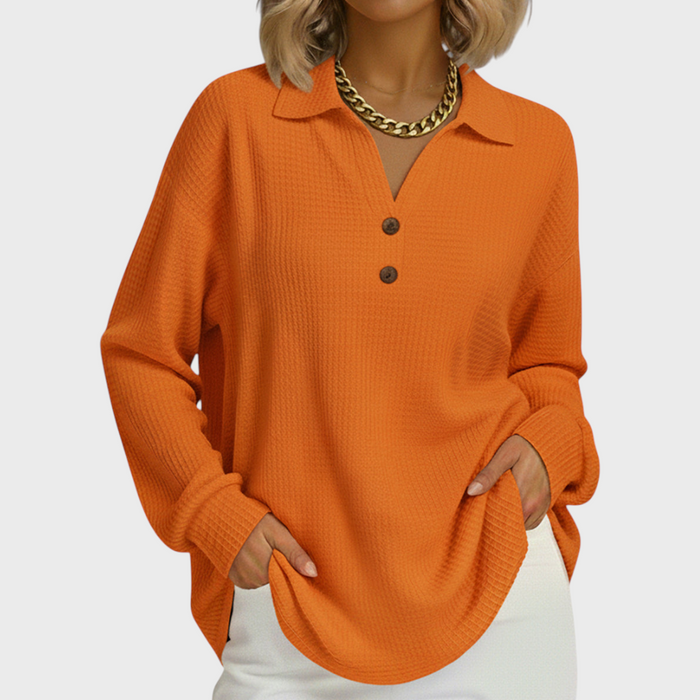 Pull Gaufré à Col Chemise