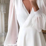 Clarisse | Robe de mariée cache-cœur à manches bouffantes