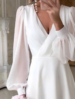 Clarisse | Robe de mariée cache-cœur à manches bouffantes