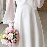 Clarisse | Robe de mariée cache-cœur à manches bouffantes