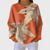 Pull Gaufré Orange Feuilles d'Automne