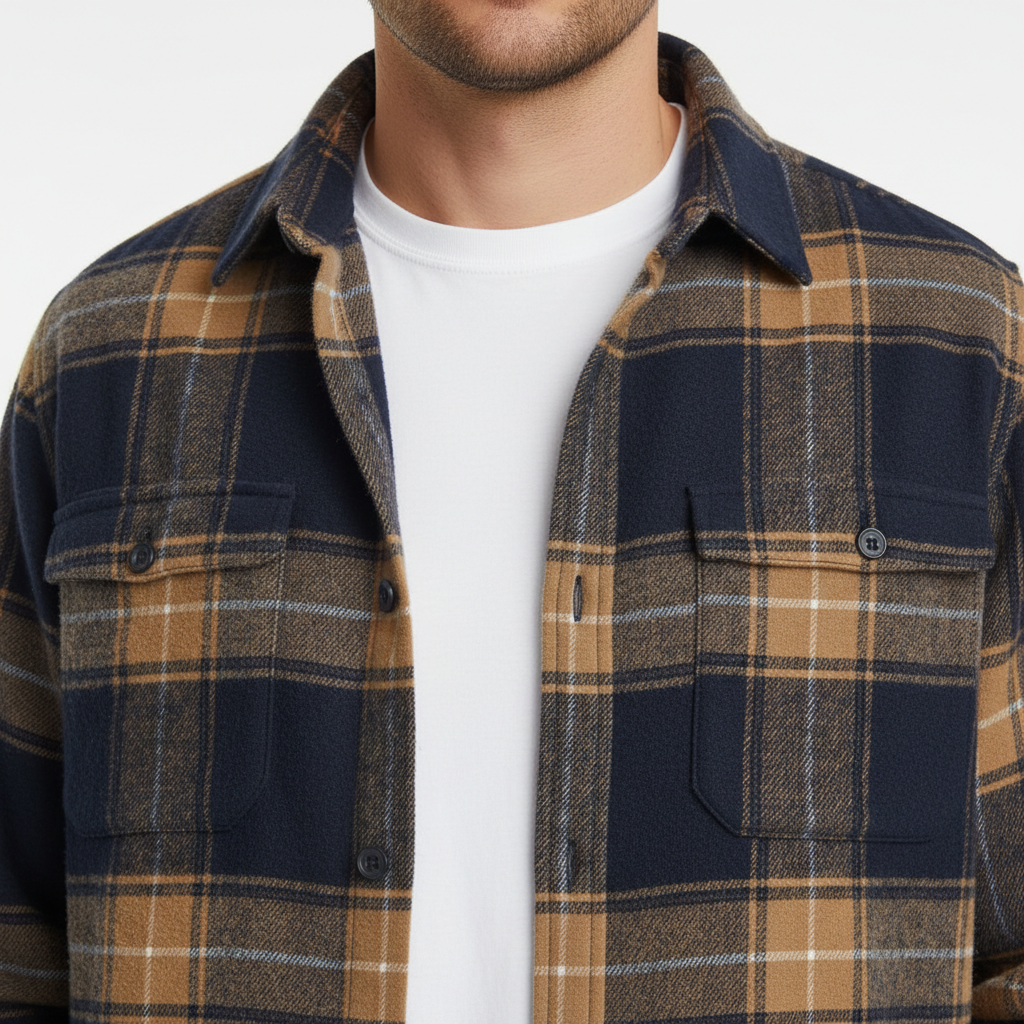 BRUSHED FLANNEL SHIRT FOR MEN