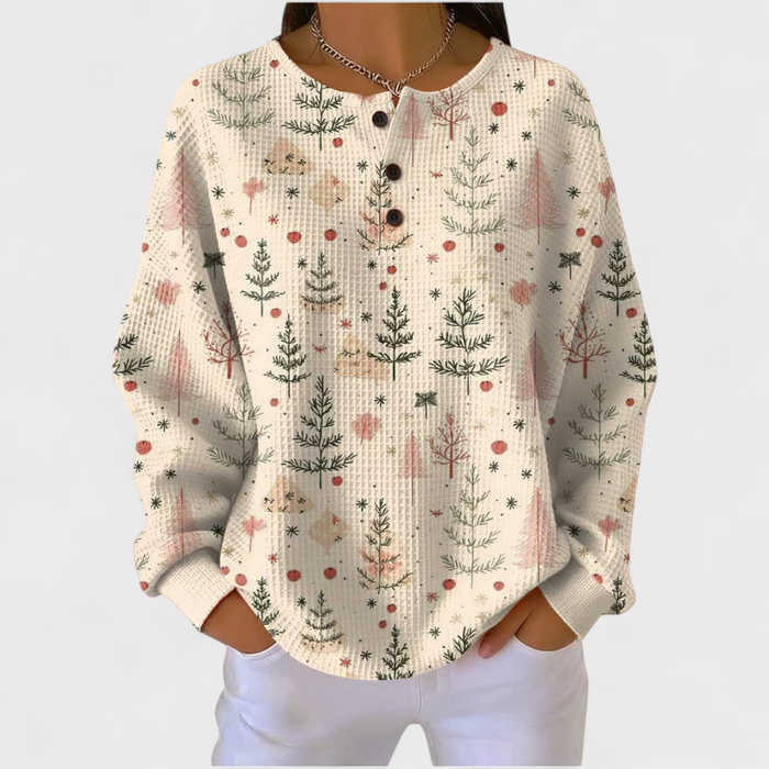 Pull Gaufré Crème Forêt d'Automne