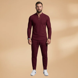 Ensemble décontracté — haut boutonné & pantalon à cordon