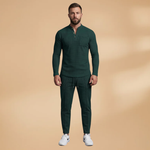 Ensemble décontracté — haut boutonné & pantalon à cordon
