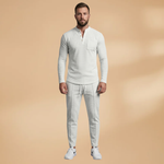 Ensemble décontracté — haut boutonné & pantalon à cordon