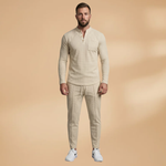 Ensemble décontracté — haut boutonné & pantalon à cordon