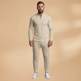 Ensemble décontracté — haut boutonné & pantalon à cordon