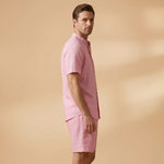 Ensemble décontracté chemise & short — manches courtes et taille élastique