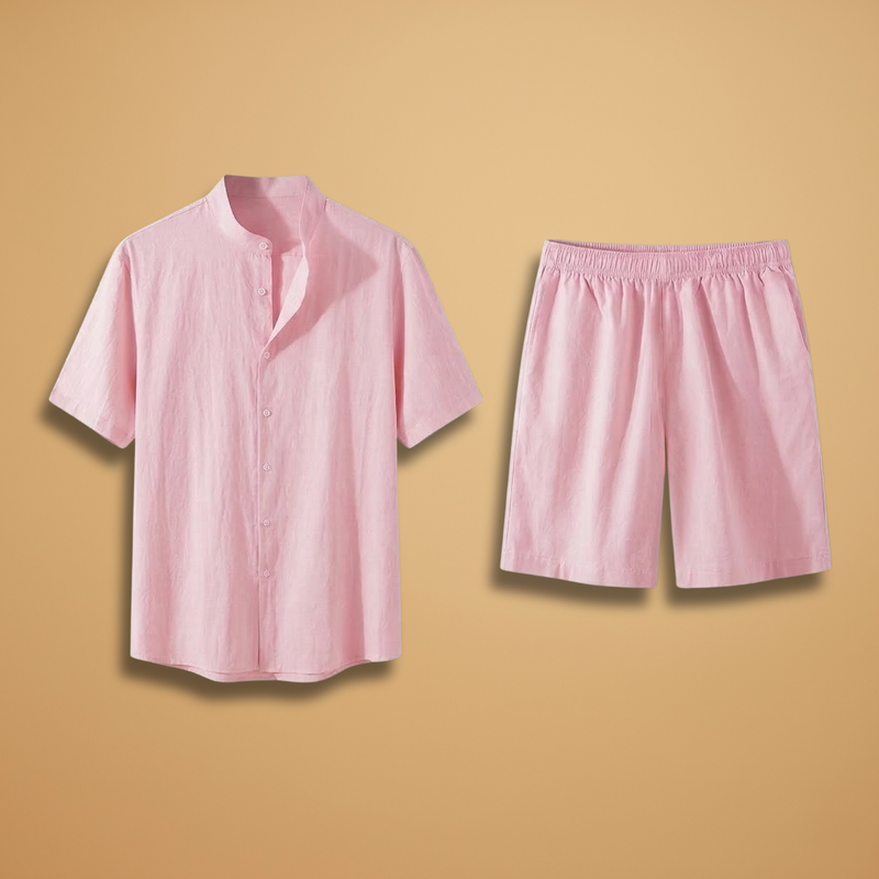 Ensemble décontracté chemise & short — manches courtes et taille élastique