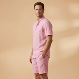 Ensemble décontracté chemise & short — manches courtes et taille élastique