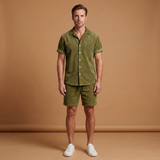 Ensemble en velours côtelé — chemise à manches courtes & short à cordon