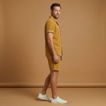 Ensemble en velours côtelé — chemise à manches courtes & short à cordon